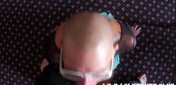  Submissive bald headed slave Vlija enjoys a brutal facefuck